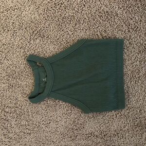 Aerie Green Ribbed Sleeveless Crop Tank Top